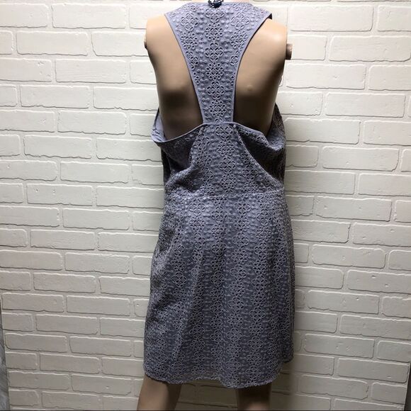 NWT Rebecca Minkoff Womens Gray Plum Lace Pleated Racerback Casual Dress 10 $598 - Picture 10 of 15